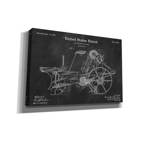 Image of 'Corn Harvester Blueprint Patent Chalkboard' Canvas Wall Art,Size A Landscape