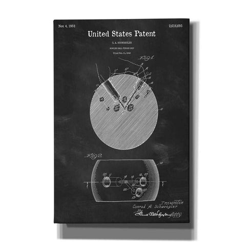 Image of 'Bowling Ball Finger Grip Blueprint Patent Chalkboard' Canvas Wall Art,Size A Portrait