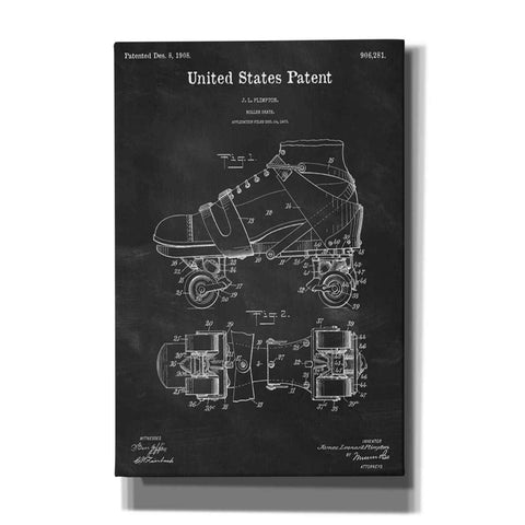 Image of 'Roller Skates Blueprint Patent Chalkboard' Canvas Wall Art,Size A Portrait