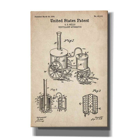 Image of Distillery Apparatus Blueprint Patent Parchment' Canvas Wall Art