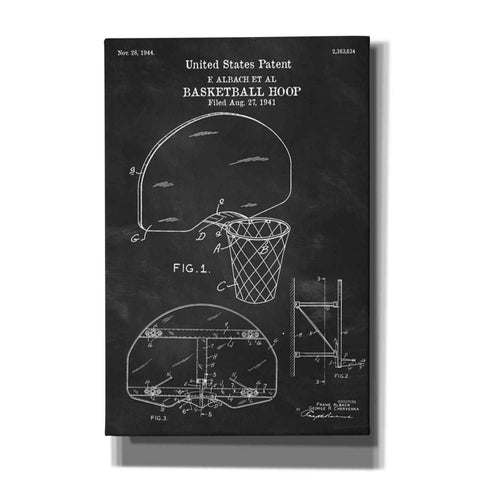 Image of 'Basketball Hoop Blueprint Patent Chalkboard' Canvas Wall Art