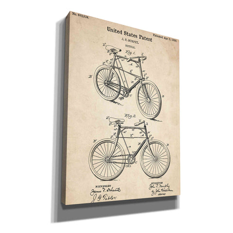 Image of 'Bicycle Vintage Patent Blueprint' Canvas Wall Art