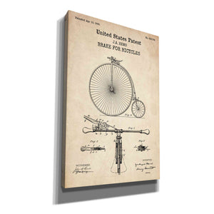 'Brake for Vintage Bicycle Blueprint Patent Parchment' Canvas Wall Art
