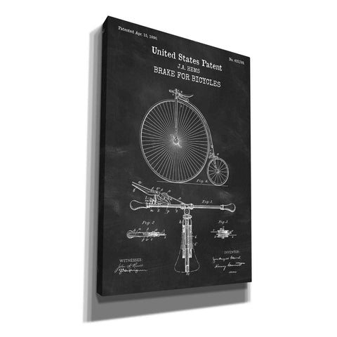 Image of 'Brake for Vintage Bicycle Blueprint Patent Chalkboard' Canvas Wall Art