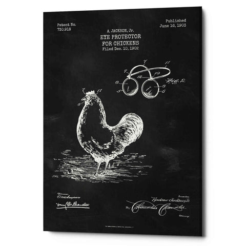 Image of 'Eye Protector for Chickens Blueprint Patent Chalkboard' Canvas Wall Art