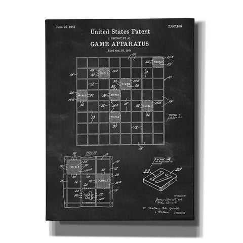 Image of 'Game Apparatus Blueprint Patent Chalkboard' Canvas Wall Art