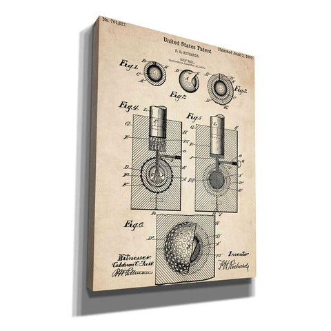 Image of 'Golf Ball Vintage Patent Blueprint' Canvas Wall Art
