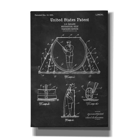Image of 'Golf Teaching Device Blueprint Patent Chalkboard' Canvas Wall Art