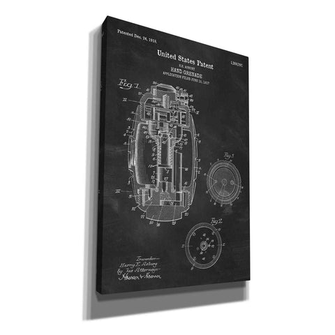 Image of 'Hand Grenade Blueprint Patent Chalkboard' Canvas Wall Art