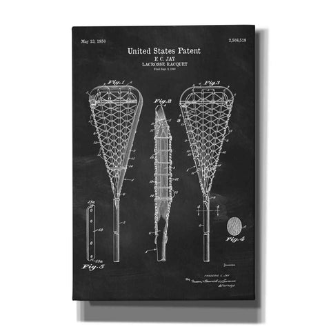 Image of 'Lacrosse Racquet Blueprint Patent Chalkboard' Canvas Wall Art