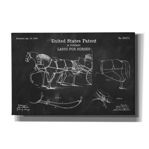Image of 'Lasso for Horses Blueprint Patent Chalkboard' Canvas Wall Art