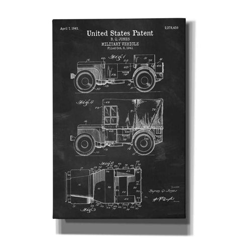 Image of 'Military Vehicle Blueprint Patent Chalkboard' Canvas Wall Art