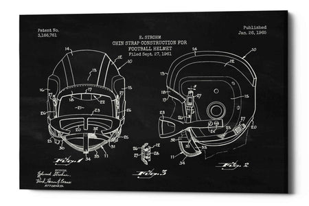 'Modern Football Helmet Blueprint Chalkboard Patent' Canvas Wall Art