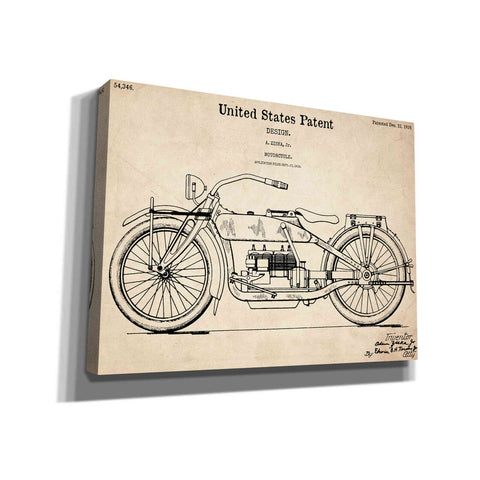 Image of 'Vintage Motorcycle Patent Blueprint' Canvas Wall Art