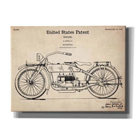 Image of 'Vintage Motorcycle Patent Blueprint' Canvas Wall Art