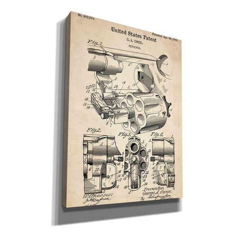 Image of 'Owen Revolver Vintage Patent' Canvas Wall Art