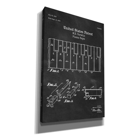 Image of 'Piano Keys Blueprint Patent Chalkboard' Canvas Wall Art
