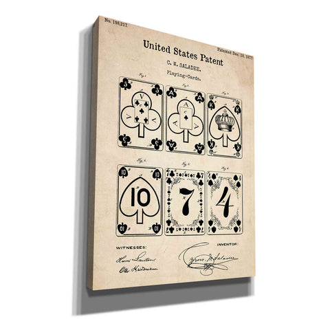Image of 'Playing Cards Vintage Patent' Canvas Wall Art