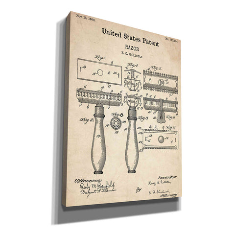Image of 'Razor Vintage Patent' Canvas Wall Art