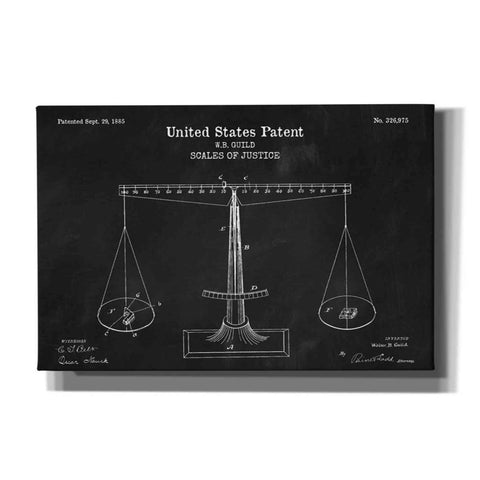 Image of 'Scales of Justice Blueprint Patent Chalkboard' Canvas Wall Art