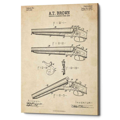 Image of 'Shotgun Blueprint Patent Parchment' Canvas Wall Art