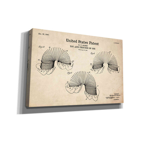 Image of 'Toy and Process of Use Blueprint Patent Parchment' Canvas Wall Art