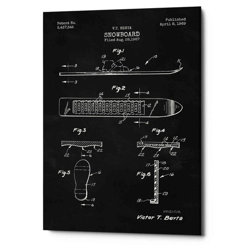 Image of 'Snowboard, 1969 Blueprint Chalkboard Patent' Canvas Wall Art,