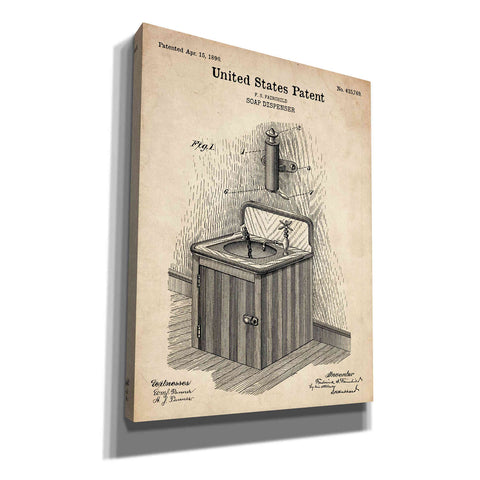Image of 'Soap_Dispenser Blueprint Patent Parchment' Canvas Wall Art