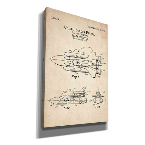Image of 'Space Shuttle Blueprint Patent Parchment' Canvas Wall Art