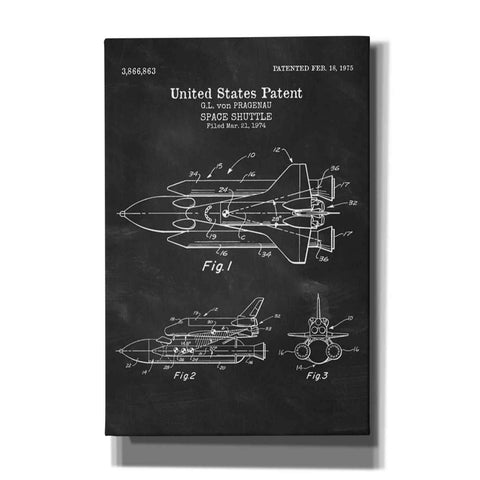 Image of 'Space Shuttle Blueprint Patent Chalkboard' Canvas Wall Art