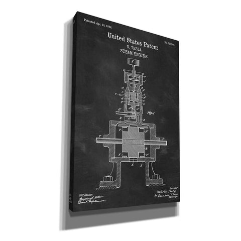 Image of 'Tesla Steam Engine Blueprint Patent Chalkboard' Canvas Wall Art