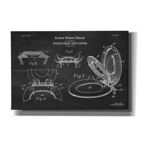 Image of 'Toilet Seat Cover Blueprint Patent Chalkboard' Canvas Wall Art