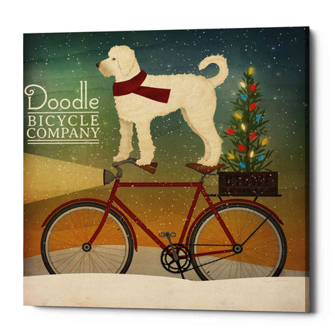 Image of 'White Doodle on Bike Christmas' by Ryan Fowler, Canvas Wall Art