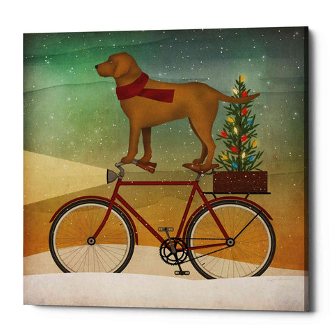 Image of 'Yellow Lab on Bike Christmas' by Ryan Fowler, Canvas Wall Art