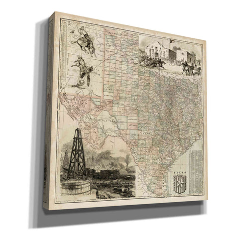 Image of 'Map of Texas' by Vision Studio Giclee Canvas Wall Art