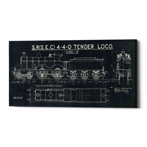 Image of 'Train Blueprint II' by Wild Apple Portfolio, Canvas Wall Art