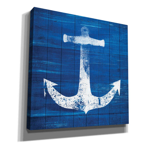 Image of 'Blue and White Anchor' by Linda Woods, Canvas Wall Art