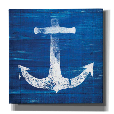 Image of 'Blue and White Anchor' by Linda Woods, Canvas Wall Art