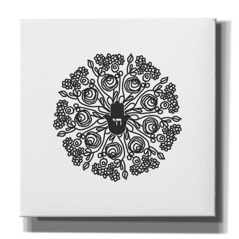 Image of 'Bw Hamsa Mandala' by Linda Woods, Canvas Wall Art
