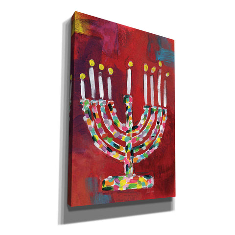 Image of 'Colorful Menorah' by Linda Woods, Canvas Wall Art