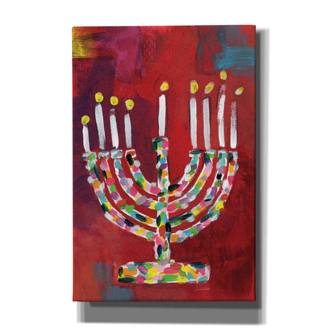 Image of 'Colorful Menorah' by Linda Woods, Canvas Wall Art