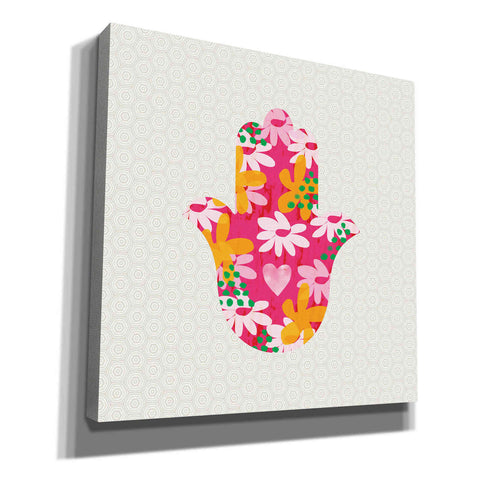 Image of 'Summer Garden Hamsa' by Linda Woods, Canvas Wall Art