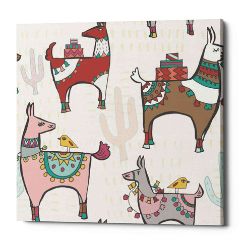 Image of 'Playful Llamas Pattern II' by Farida Zaman, Canvas Wall Art
