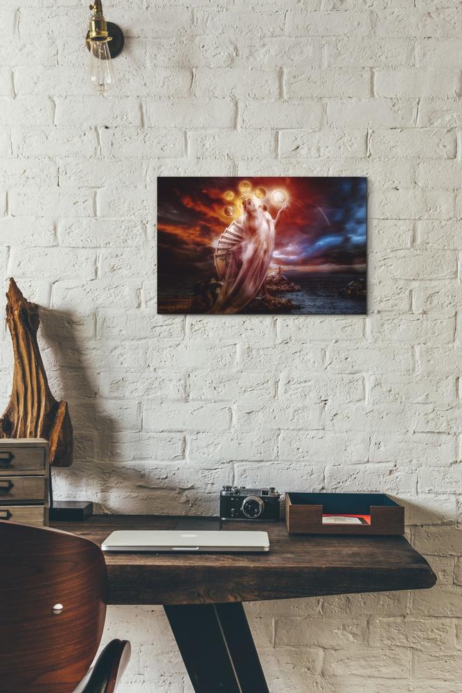 'St. Mary of Coins' by Mario Sanchez Nevado, Canvas Wall Art,18x12