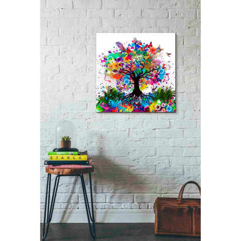 Image of 'Kaleidoscope Tree White' Canvas Wall Art,26x26