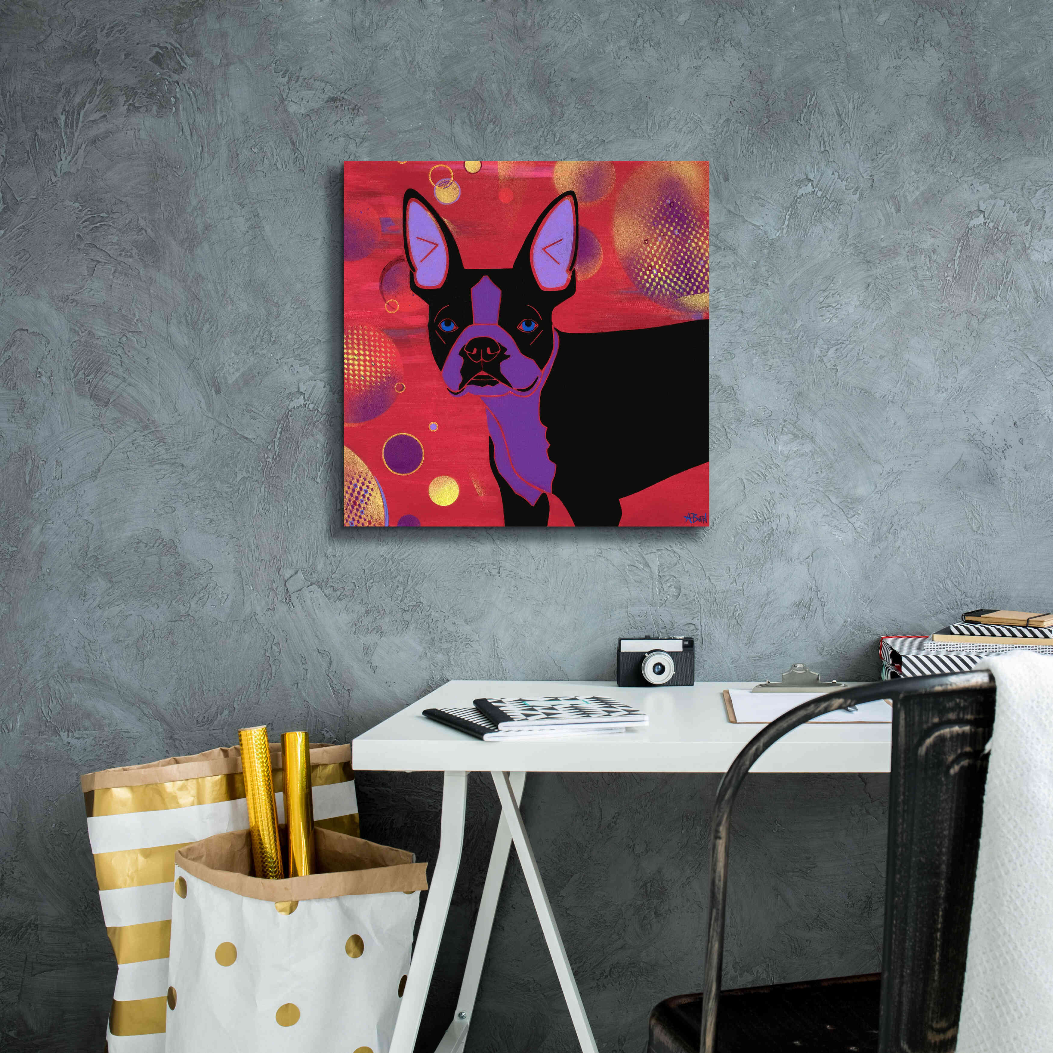 'Bubbly Boston' by Angela Bond Giclee Canvas Wall Art,18x18