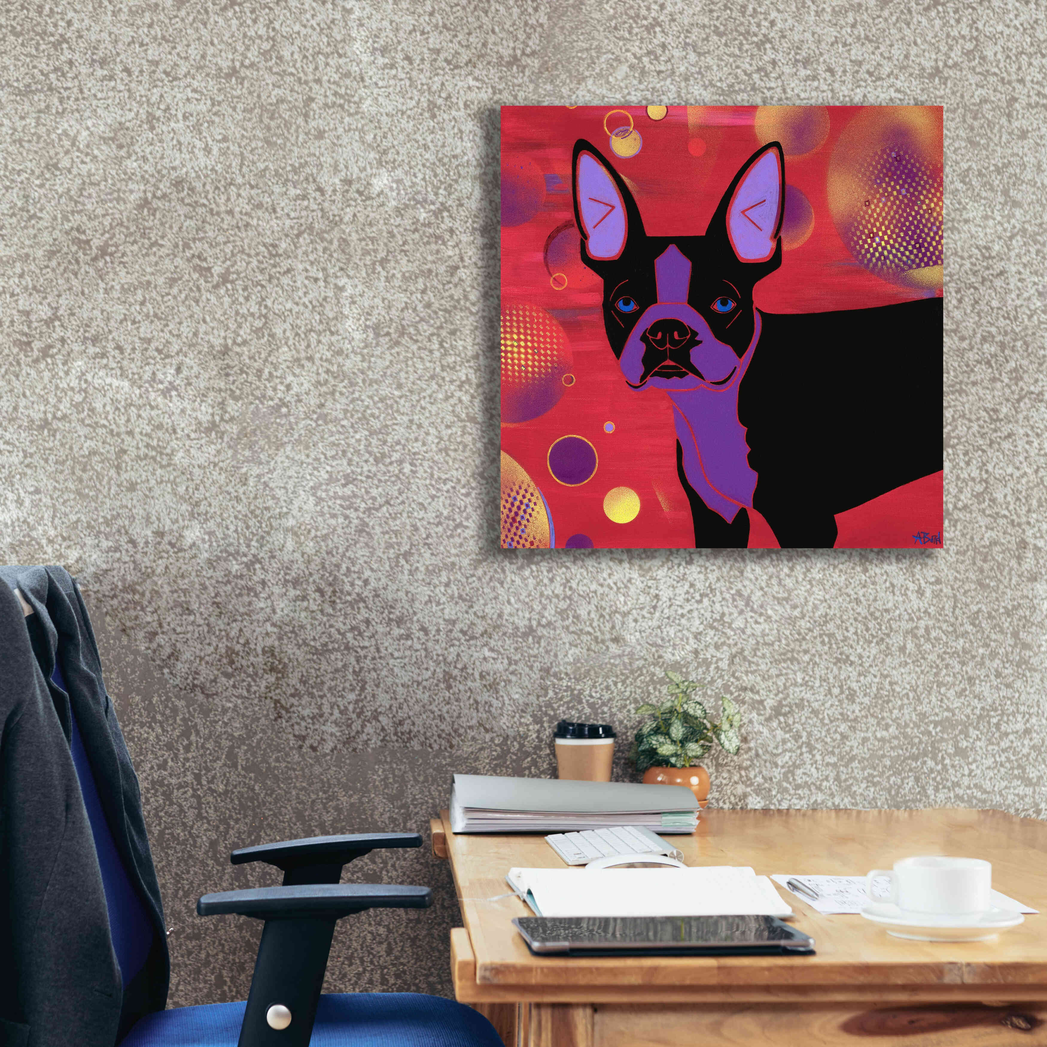 'Bubbly Boston' by Angela Bond Giclee Canvas Wall Art,26x26