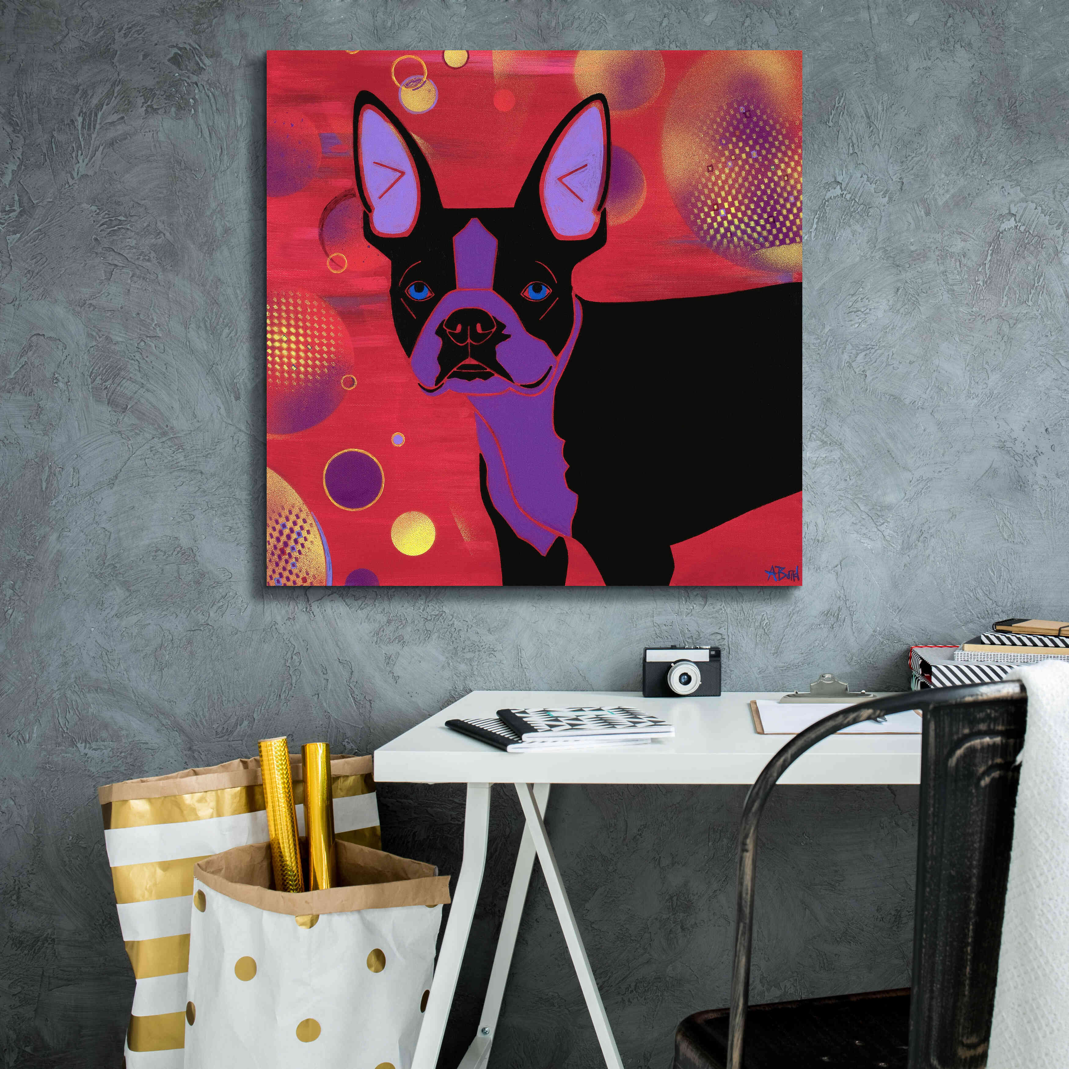 'Bubbly Boston' by Angela Bond Giclee Canvas Wall Art,26x26