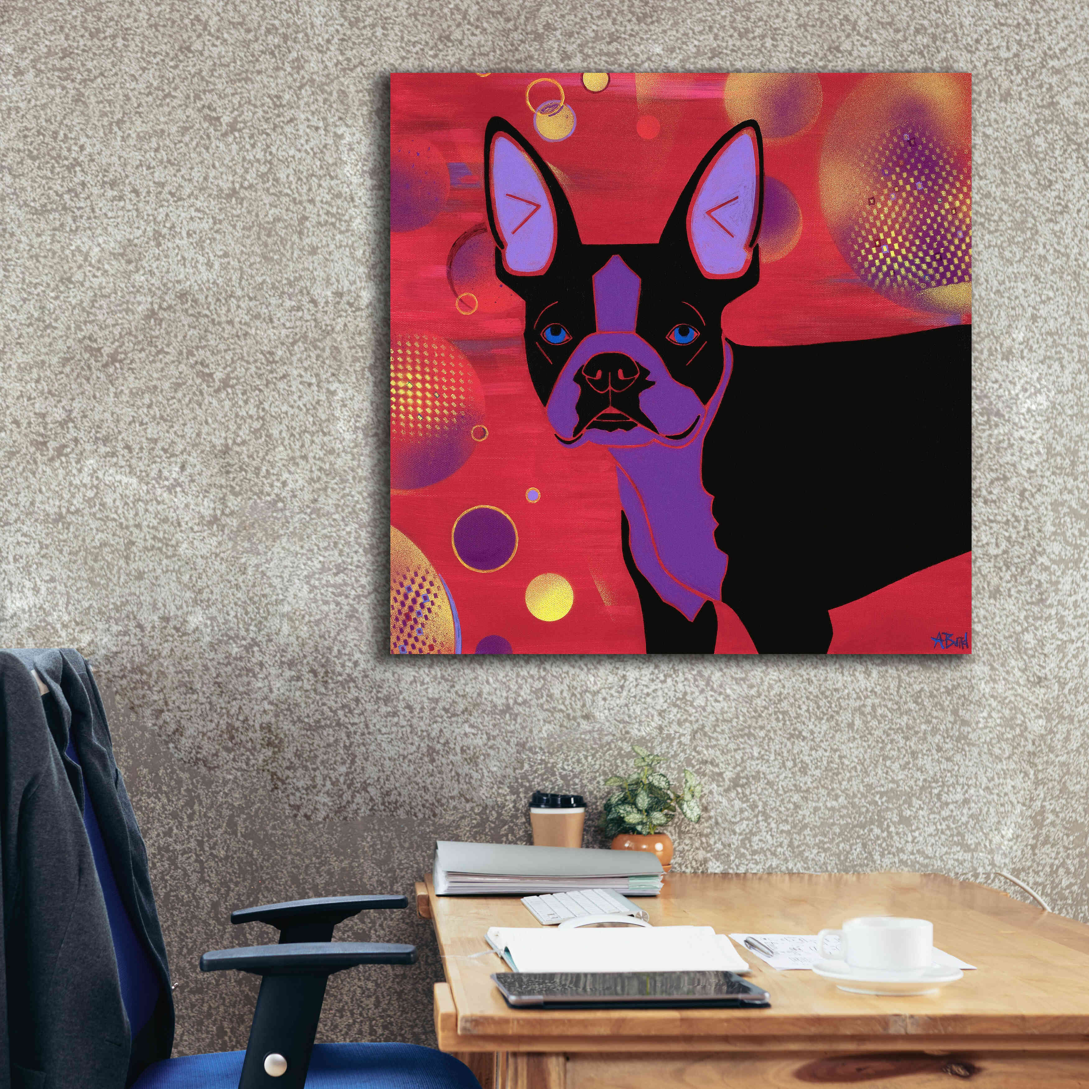 'Bubbly Boston' by Angela Bond Giclee Canvas Wall Art,37x37