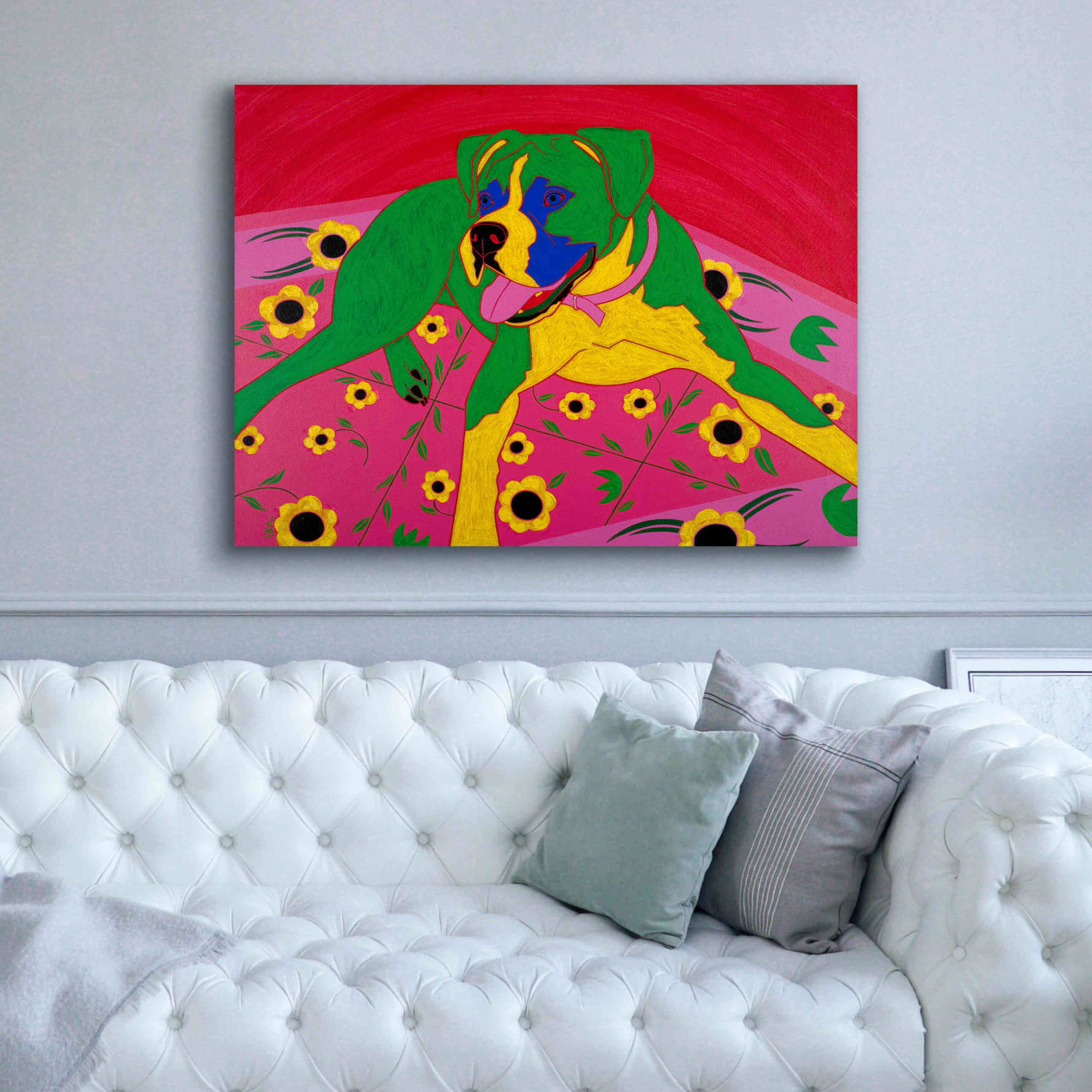 'Courageous Clown' by Angela Bond Giclee Canvas Wall Art,54x40